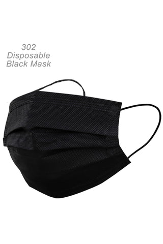 CW302 - Black Disposable Face Mask - 3 Layered Health Protection