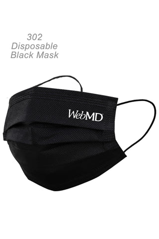 CW302 - Black Disposable Face Mask - 3 Layered Health Protection