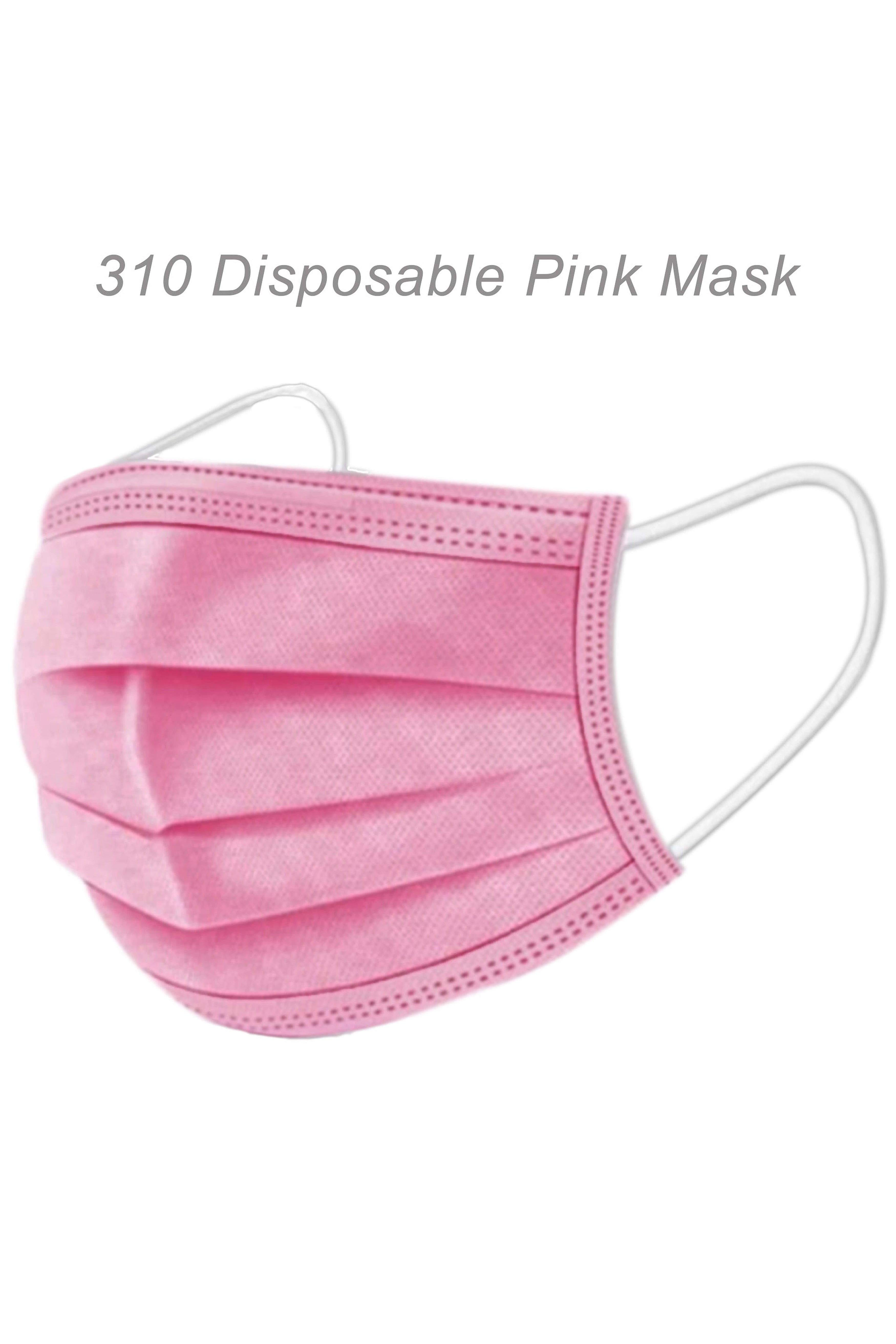 CW310 - Pink Disposable Face Mask - 3 Layered Health Protection ...